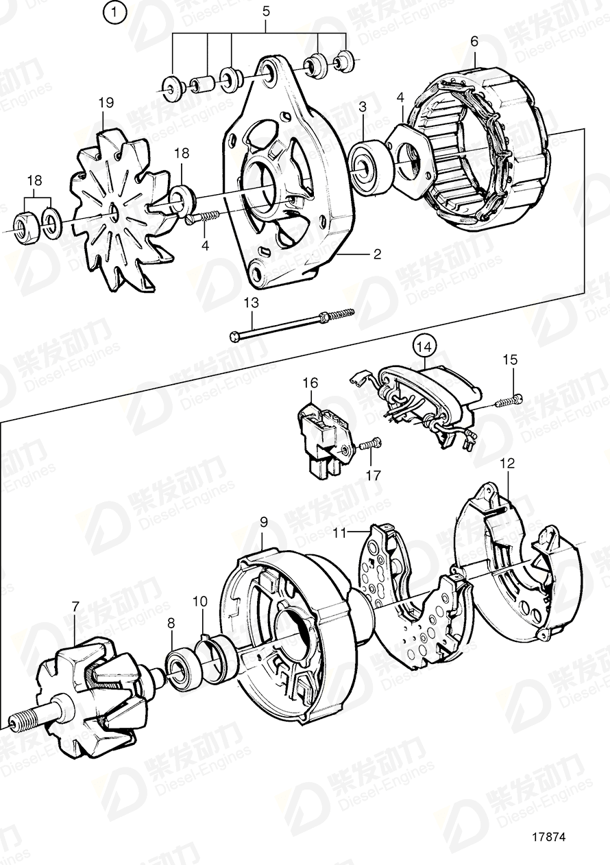 volvo penta Charge regulator 1089451 Drawing